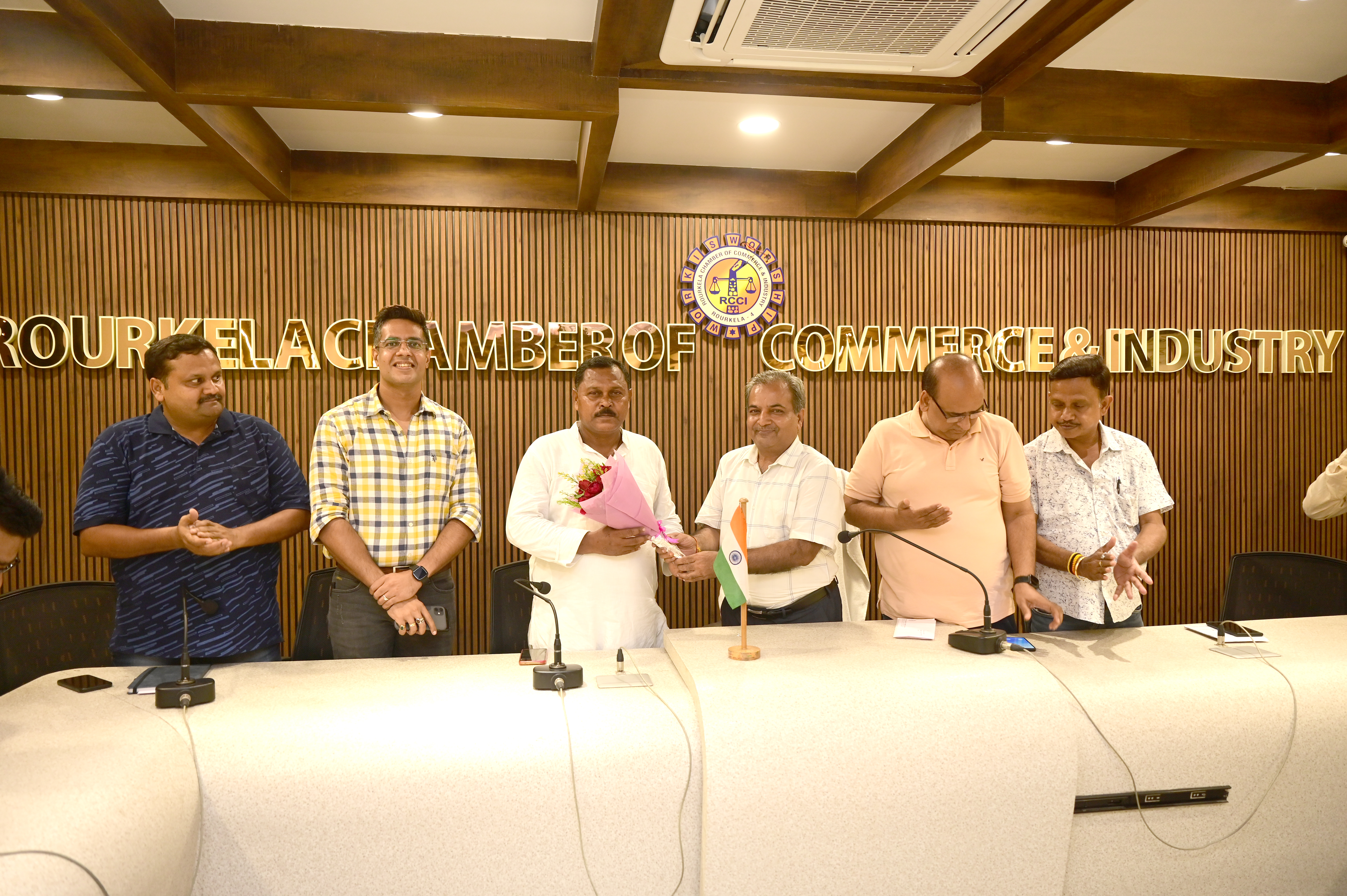 President Sri Prabhat Tibrewal Welcoming Sri Laxman Munda, MLA, Bonai at Chamber Bhawan